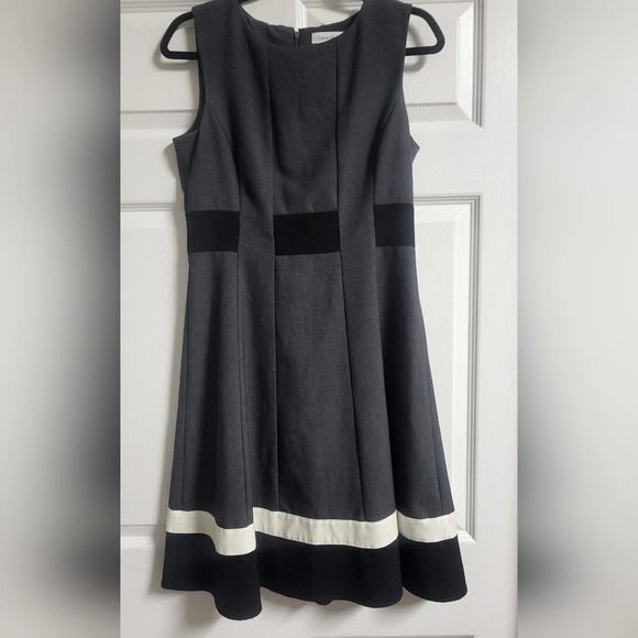 Calvin Klein - NWOT- Charcoal Gray A-Line Dress, Size 6 - Picture 1 of 6